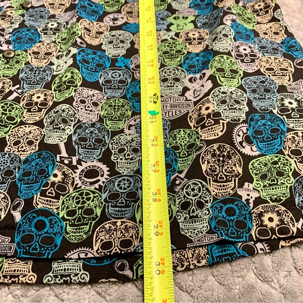 Harley-Davidson Multicolor Skull Pattern Men's Sh… - image 8